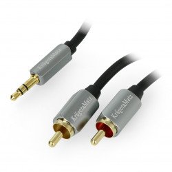 Kruger & Matz Jack 3,5 mm - 2x RCA černý - kabel 1,8 m