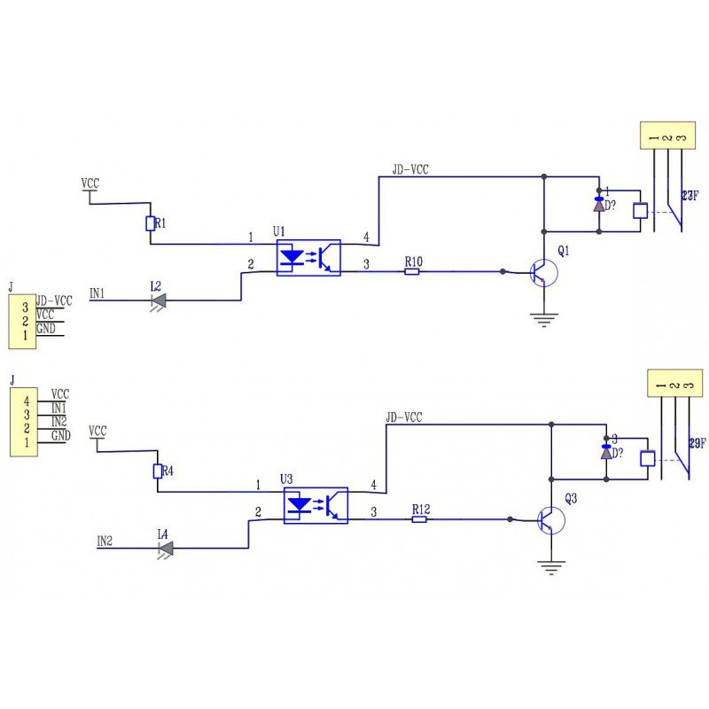 Reléový modul 2 kanály s optoizolací - kontakty 10A / 250VAC -