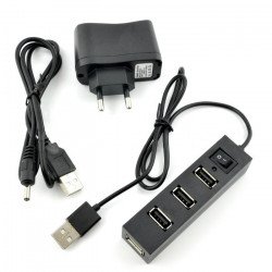 HUB USB 1.1 4 porty s přepínačem + napájecí zdroj 5V / 2,5A