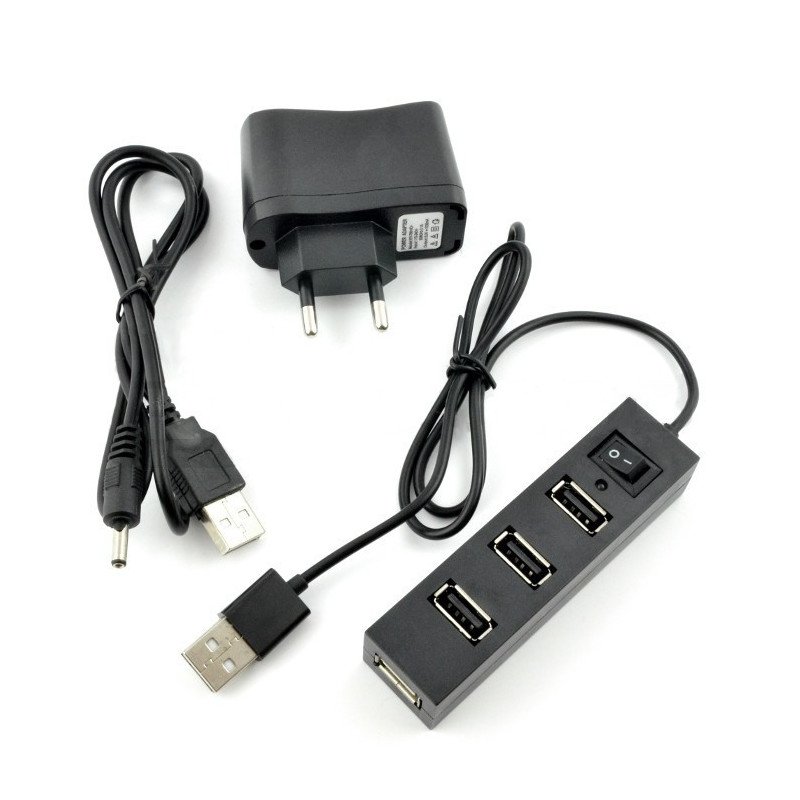 HUB USB 1.1 4 porty s přepínačem + napájecí zdroj 5V / 2,5A