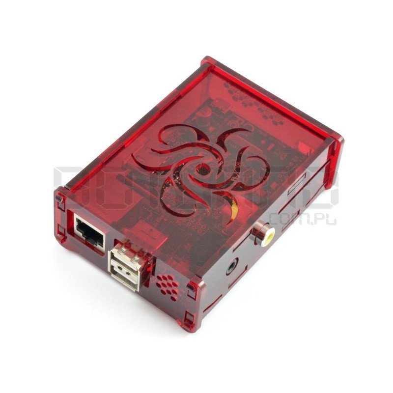 Květinové pouzdro Raspberry Pi Model B - transparentní červená