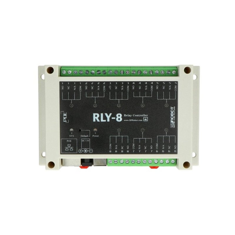 Řadič Ethernet s 8kanálovým relé - RLY-8-POE-USB