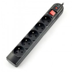 Prodlužovací kabel se zabezpečením Tracer PowerGuard černý - 5 zásuvek - 5 m