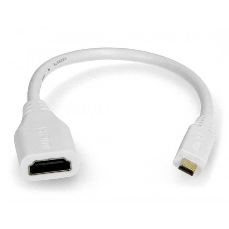 MicroHDMI - originální adaptér HDMI pro Raspberry Pi 4B - 235 mm - bílý