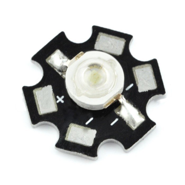 Výkonová LED hvězda 3 W - bílá s chladičem