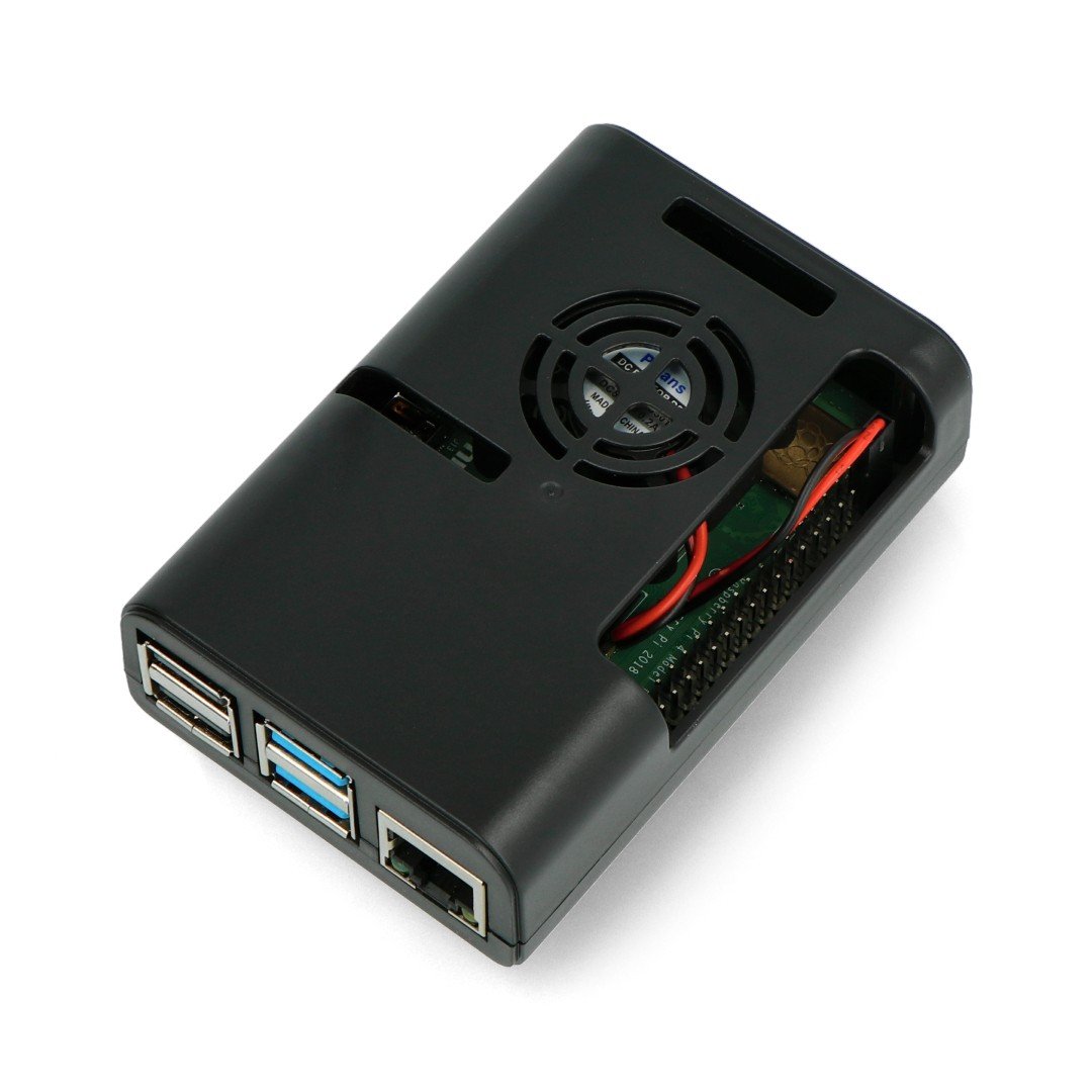 Pouzdro pro Raspberry Pi 4 s ventilátorem - černé