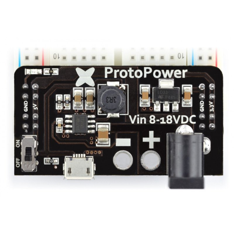 Napájecí modul pro kontaktní desky ProtoPower - 3,3 V 5 V / 1,5 A.