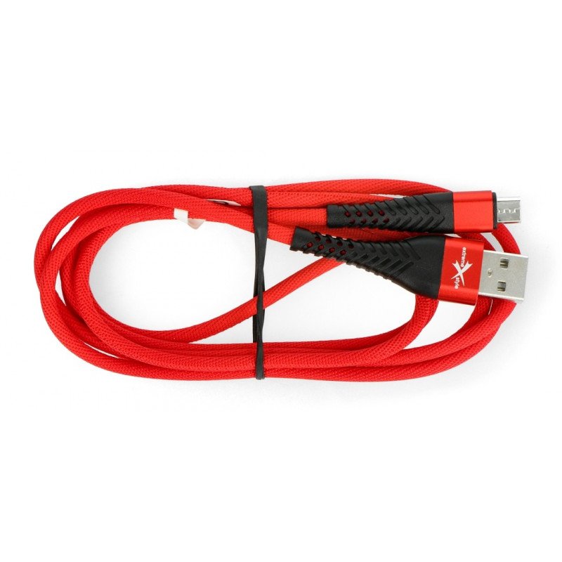 Kabel MicroUSB B - A eXtreme Spider - 1,5 m - červený