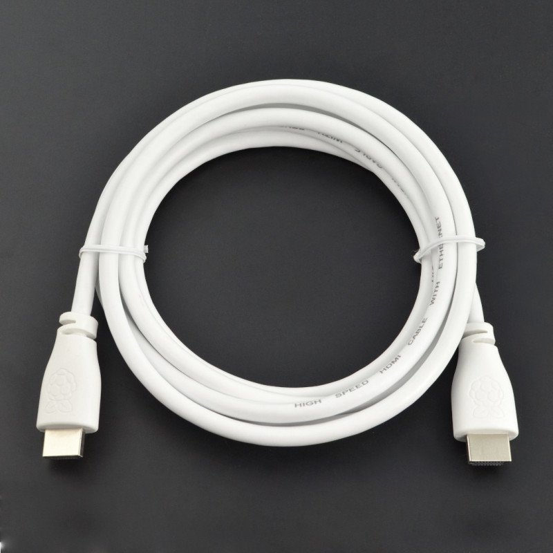 Kabel HDMI 2.0 - 2 m dlouhý - oficiální pro Raspberry Pi - bílý