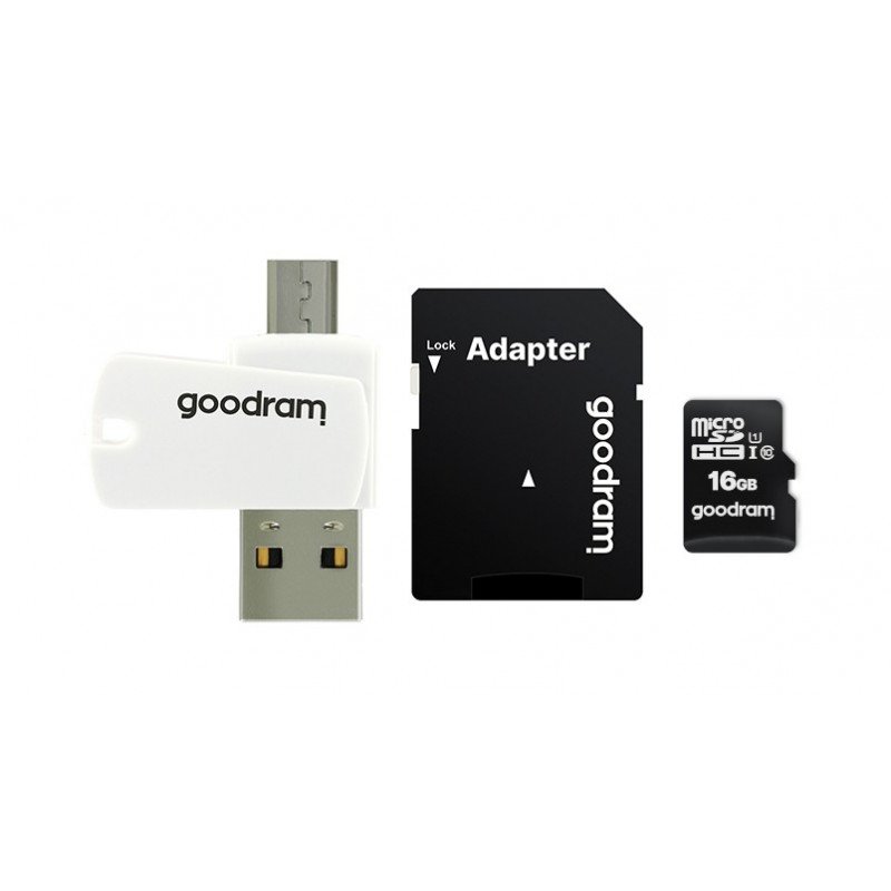 Goodram All in One - 16GB paměťová karta micro SD / SDHC třídy 10 + adaptér + čtečka OTG