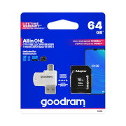 Goodram All in One - 64 GB paměťová karta micro SD / SDHC třídy 10 + adaptér + čtečka OTG