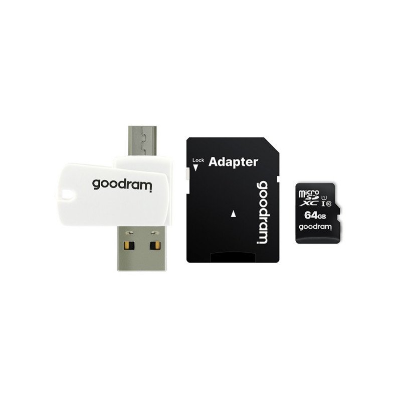 Goodram All in One - 64 GB paměťová karta micro SD / SDHC třídy 10 + adaptér + čtečka OTG
