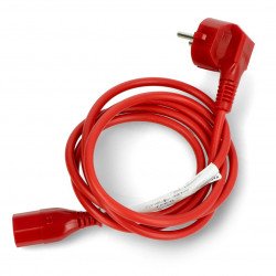Napájecí kabel IEC 1,8 m VDE úhlový - červený
