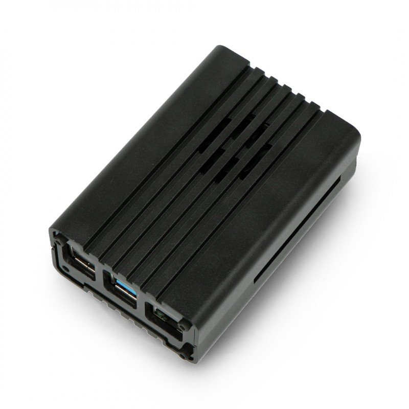 Pouzdro pro Raspberry Pi 4B s ventilátorem - hliník - černé -