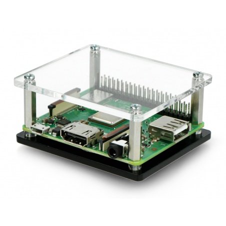 Pouzdro Raspberry Pi 3 Model A + černé a průhledné otevřené Pouzdro Raspberry Pi 3 Model A + černé a průhledné otevřené
