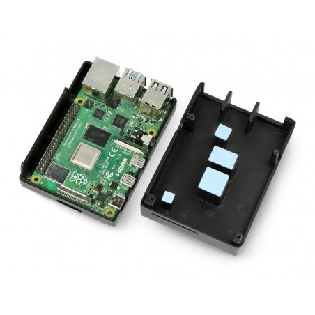 Obudowa do Raspberry Pi 4B - z wycięciami - aluminiowa - czarna Obudowa do Raspberry Pi 4B - z wycięciami - aluminiowa - czarna