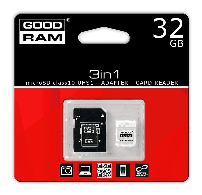 Paměťová karta microSD Goodram 3 v 1 - 32 GB, 30 MB / s, UHS-I