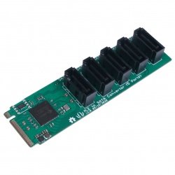 Převodník PCIe 3.0x2 M.2 NGFF Key M na SATA 3.0 6Gb / s - 5 portů - JMB585 - pro Odyssey-X86J4105 - Seeedstudio 103990543