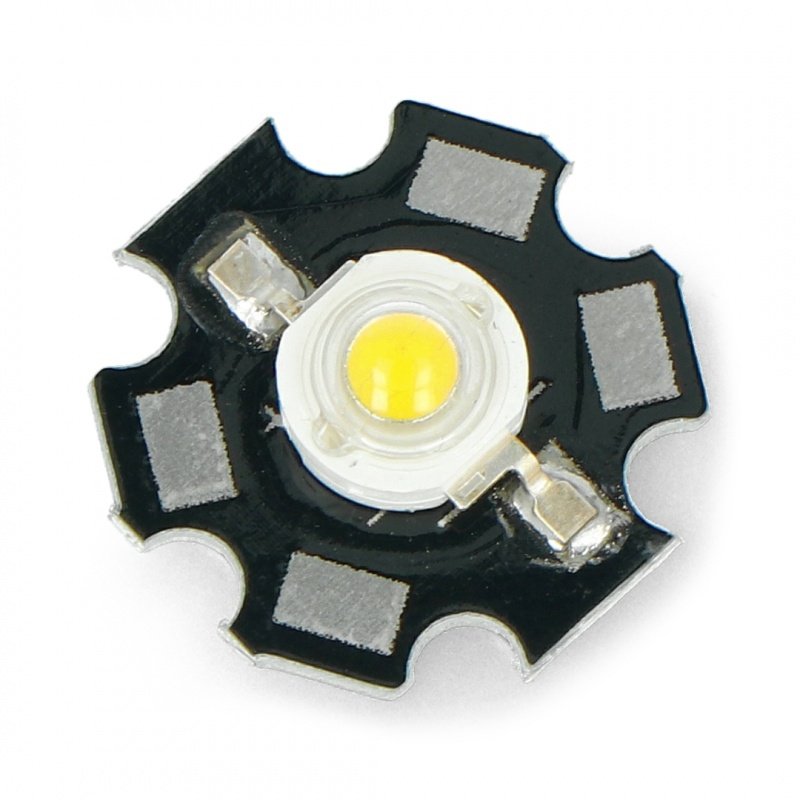 Výkonová LED hvězda 1 W - teplá bílá s chladičem