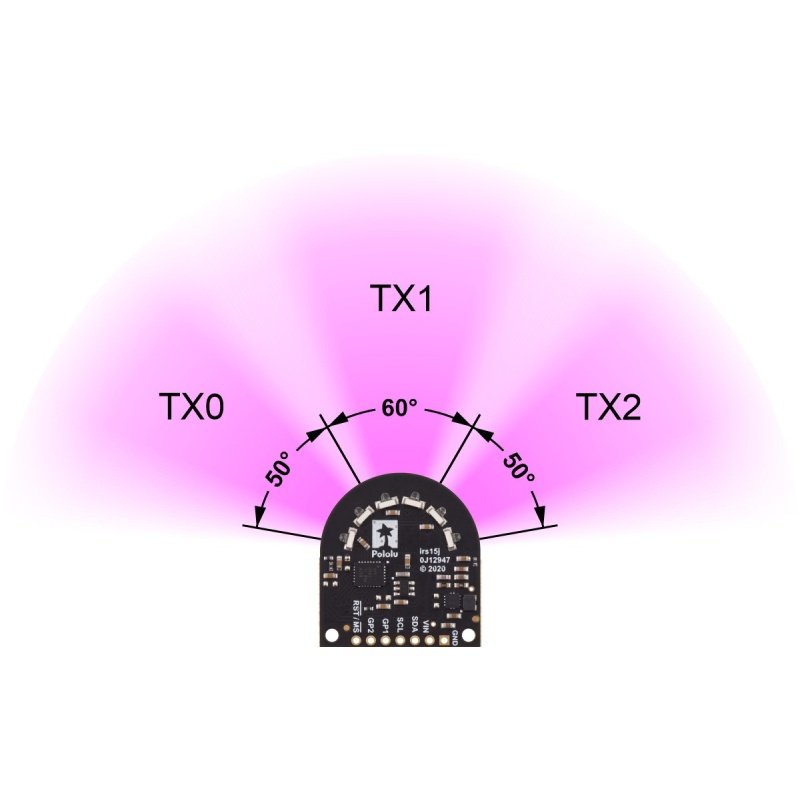 Senzor vzdálenosti - širokoúhlý 3kanálový - OPT3101 - Pololu