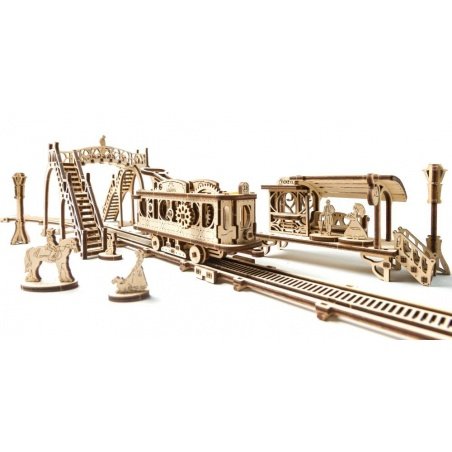 Tramvajová linka - mechanický model pro skládání - dýha - 284 Tramvajová linka - mechanický model pro skládání - dýha - 284