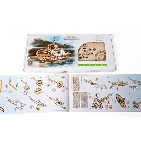 Remorkér - mechanický model pro skládání - dýha - 169 prvků - Remorkér - mechanický model pro skládání - dýha - 169 prvků -
