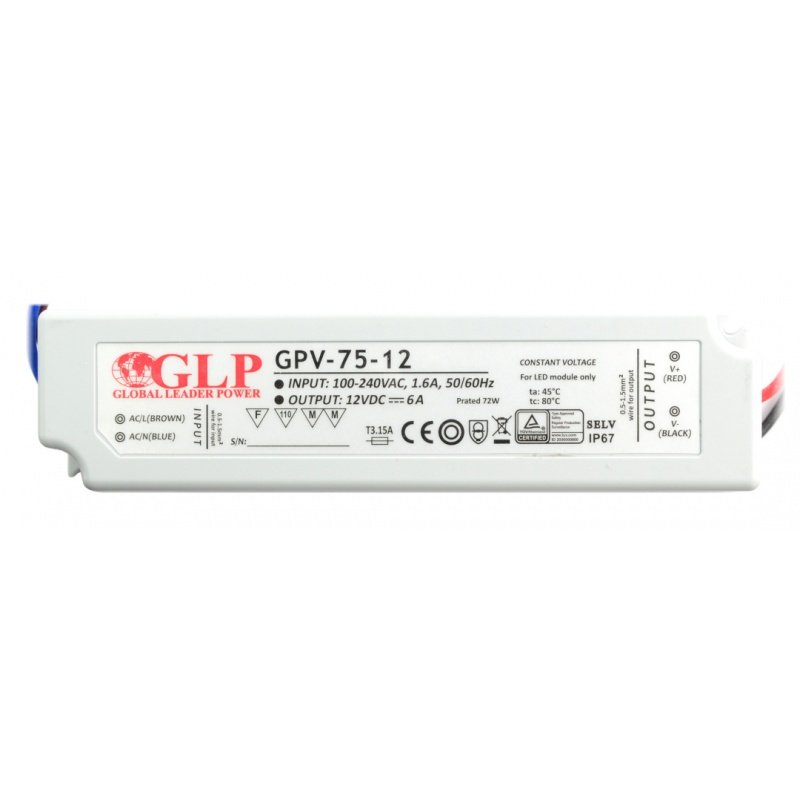Napájecí zdroj pro LED pásky a LED pásky vodotěsné GPV-75-12 -