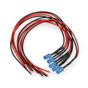 5mm 12V LED s odporem a vodičem - modrý - 5ks