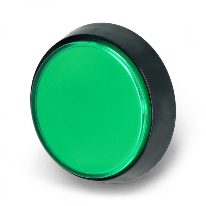 Tlačítko Arkády 60 mm černé pouzdro - zelené s podsvícením