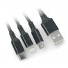 Kabel 3v1 USB typu A - microUSB, USB typu C, Lightning - černý - zdjęcie 2