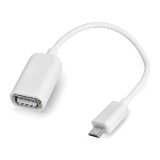 Przewód OTG Host USB - microUSB - biały - 12cm