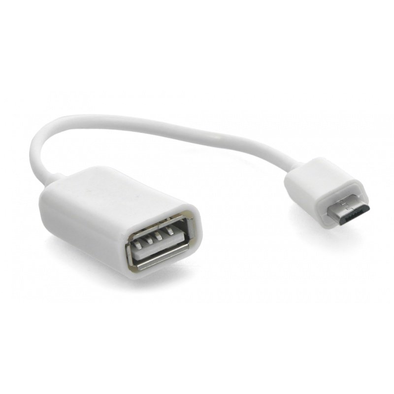Przewód OTG Host USB - microUSB - biały - 12cm