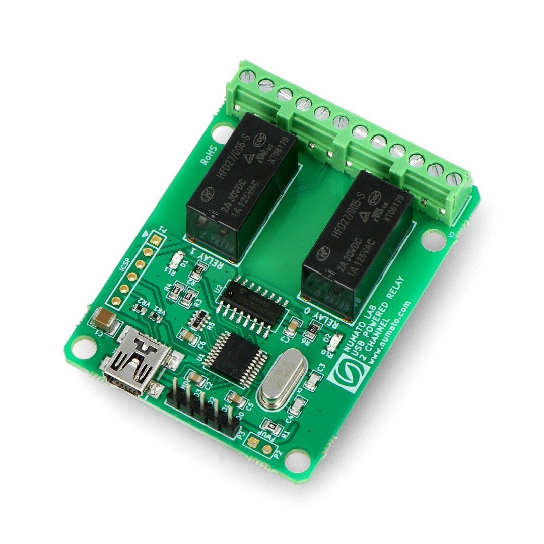 Numato Lab - 2kanálový 5V 1A/125VAC + 4GPIO - reléový modul USB