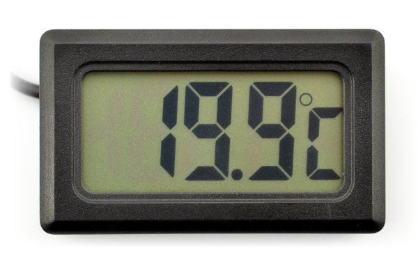 Termometr panelowt z wyświetlaczem LCD od -50°C do 100°C - czarny