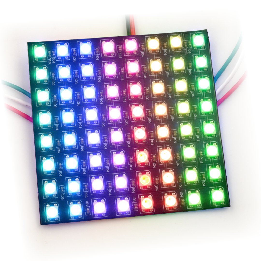Flexibilní matice 8x8 - 64 LED RGB - WS2812B jednotlivě adresována