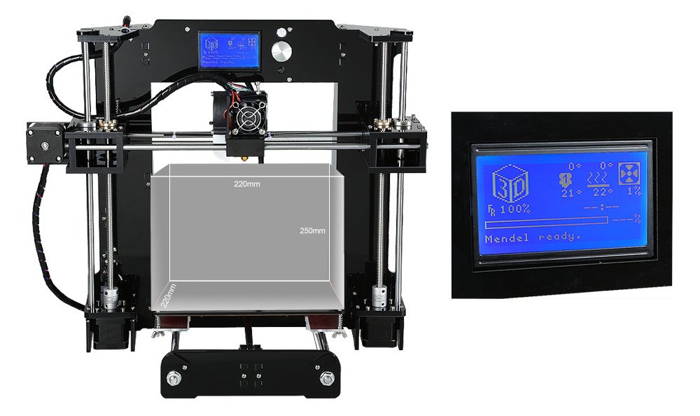 3D tiskárna Anet A6 - velikost tisku a zobrazení