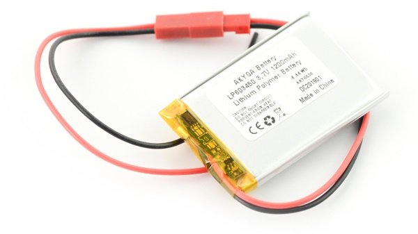 Akyga 1200mAh 1S 3,7 V Li-Pol baterie - konektor JST-BEC + zásuvka - 50x34x6mm