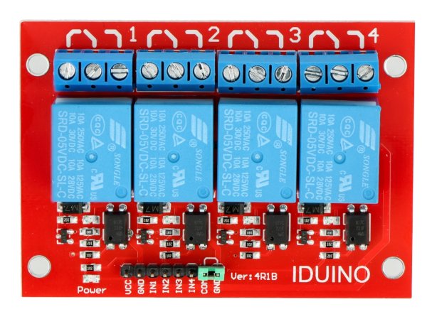Reléový modul Iduino 4 kanály - kontakty 10A / 250VAC - cívka 5V