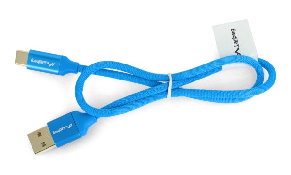 Lanberg USB typ A-C 2.0 modrý prémiový kabel QC 3.0 - 0,5 m