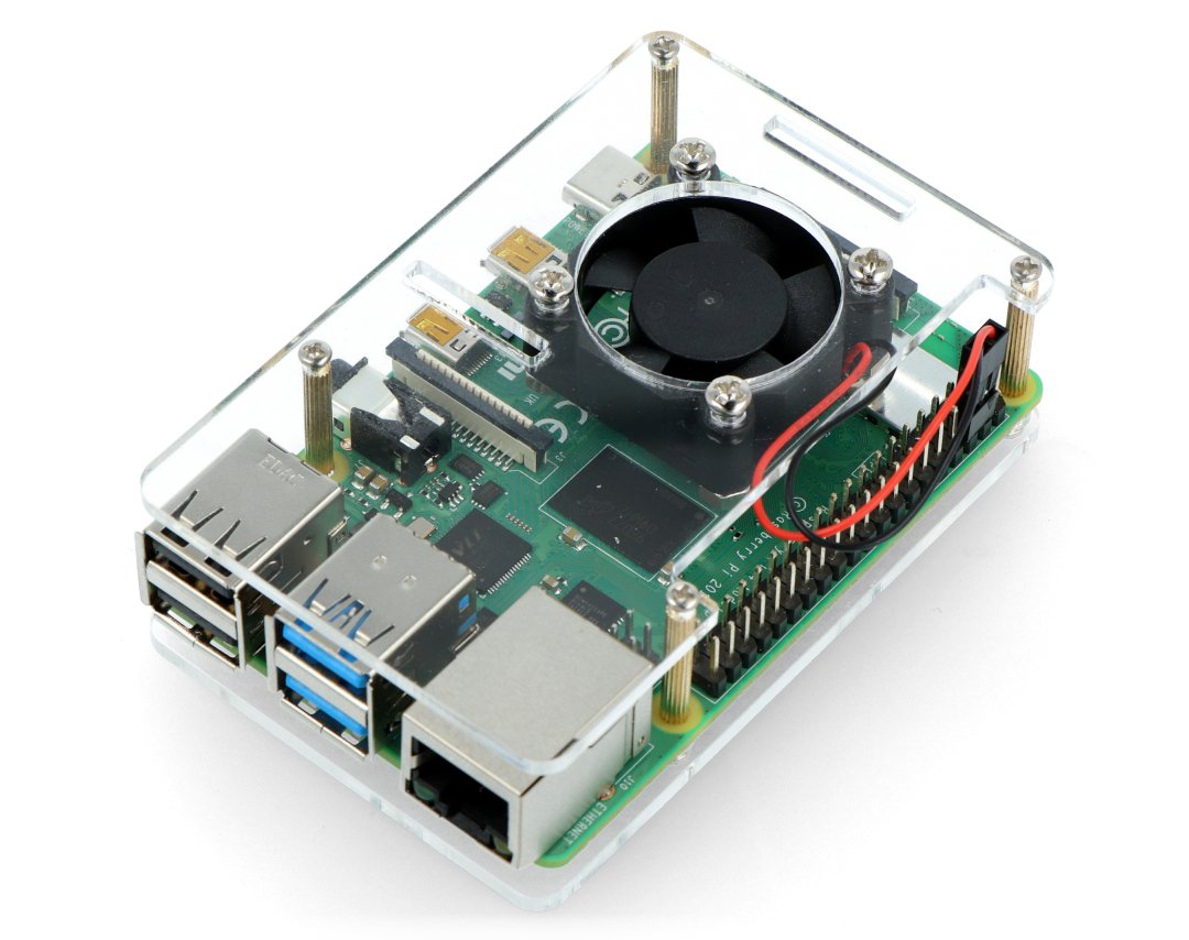 Pouzdro Raspberry Pi 4B s namontovaným ventilátorem