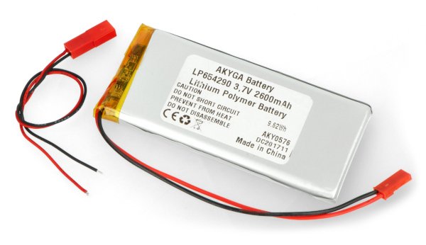 Baterie Akyga 2600mAh 1S 3,7 V Li-Pol - konektor JST-BEC + zásuvka