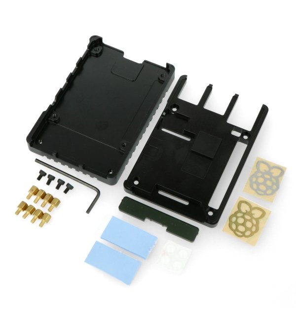 Obsah soupravy Pouzdro Raspberry Pi model 4B - hliník - LT-4BA05 - černé
