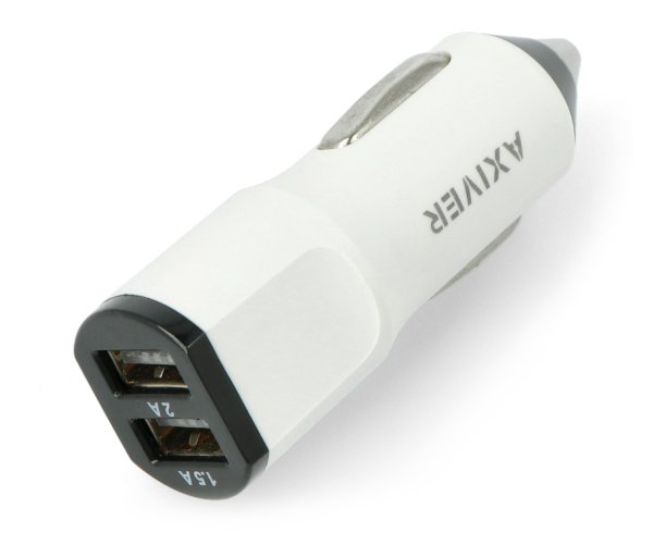 Nabíječka do auta Axiver - 2x USB - 3,5A 5V / 12V / 24V - bílá