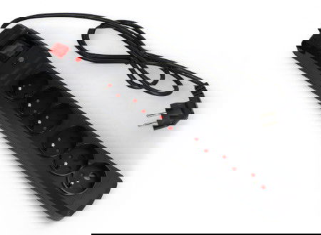 Prodlužovací kabel se zabezpečením Armac multi M6 černý - 6 zásuvek - 1,5 m