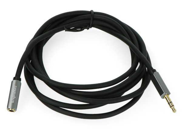 Kabel Kruger & Matz, zástrčka 3,5 mm Jack - zásuvka 3,5 mm Jack, černé stereo - 1,8 m