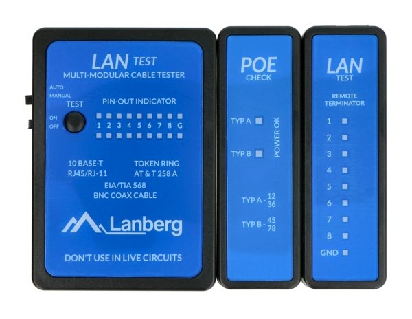 Zkoušečka síťového kabelu Lanberg NT-0404.