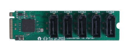 Převaděč, který umožňuje rozšířit počet konektorů SATA minipočítače Odyssey-X86J4105.
