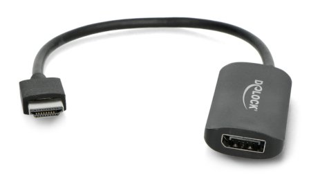 Adaptér HDMI zástrčka - zásuvka Displayport + microUSB 4K 60Hz napájení Delock - černá - 24 cm