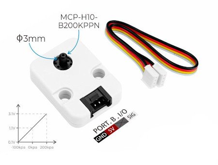 Snímač tlaku vzduchu MCP-H10-B200KPPN - Modul rozšíření jednotky pro vývojové moduly M5Stack v sadě s vyhrazeným kabelem.