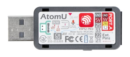 AtomU - IoT ESP32 vývojový modul s USB-A konektorem - M5Stack K117.